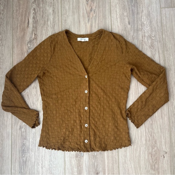 Madewell Tops - Madewell Women's Checkerboard Cotton Jacquard V-Neck Cardigan size XS